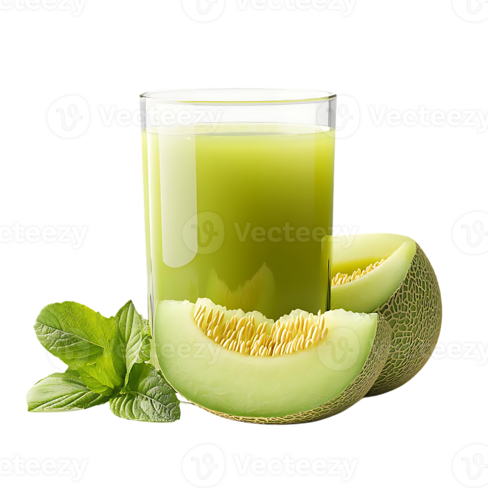 Refreshing Melon Juice with Mint Leaves and Transparent Background png