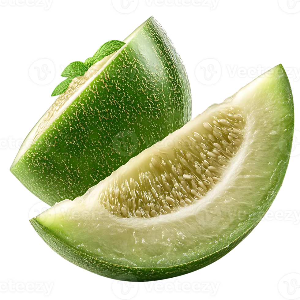 Green Melon Slices with Transparent Background -  A Refreshing Taste of Summer png