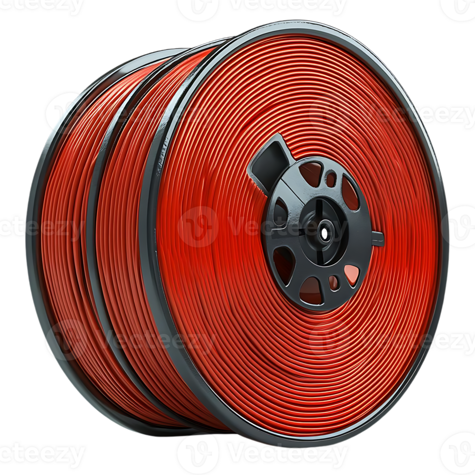 Red Plastic Spool of Wire Reels with Transparent Background png
