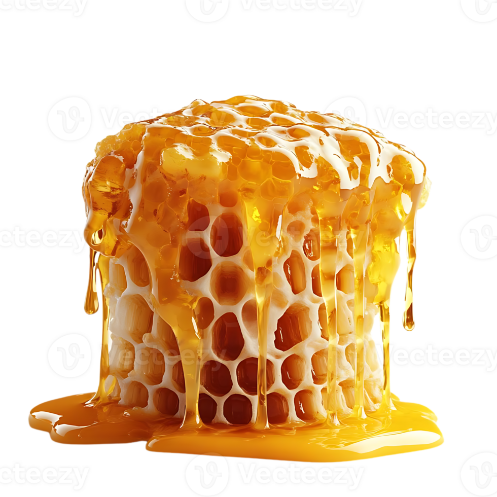 Honeycomb Dripping with Golden Nectar, a Transparent Background Image png