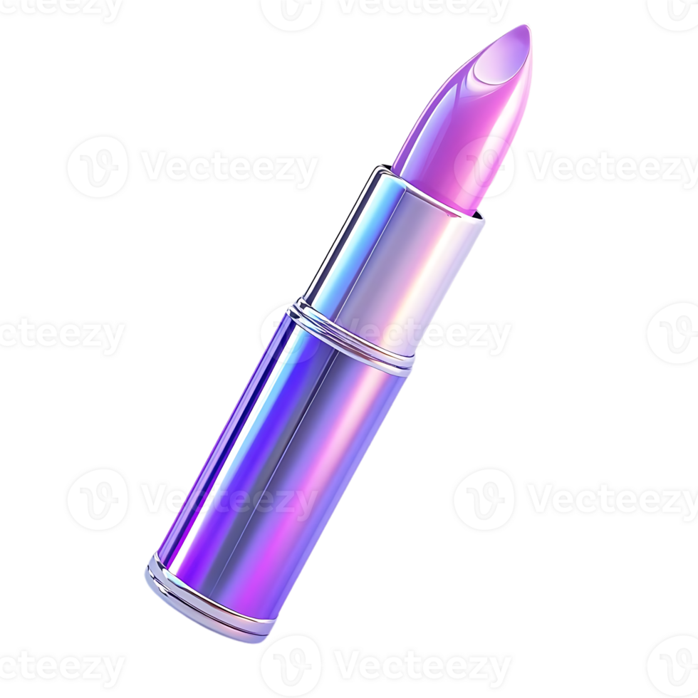 Holographic Lipstick with Transparent Background,  a Shimmering Pink Lipstick Tube Displaying a Vibrant Color and a Stunning Effect png