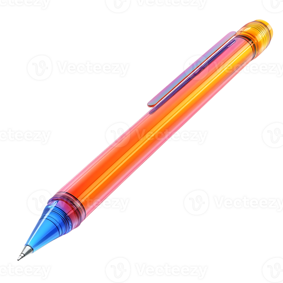 Vibrant Transparent Pen with a Black Background and a Glossy Finish, A Colorful Writing Instrument for Creativity and Expression png