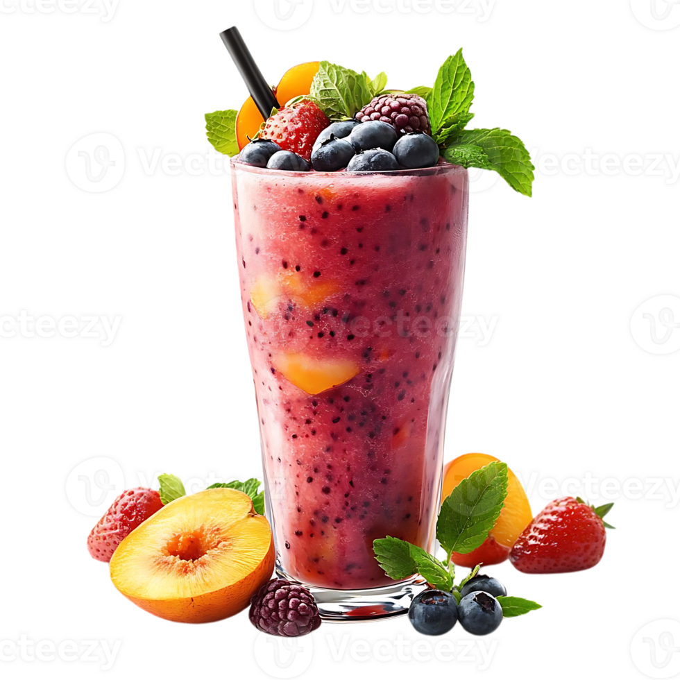 Refreshing Berry and Peach Smoothie with a Transparent Background png
