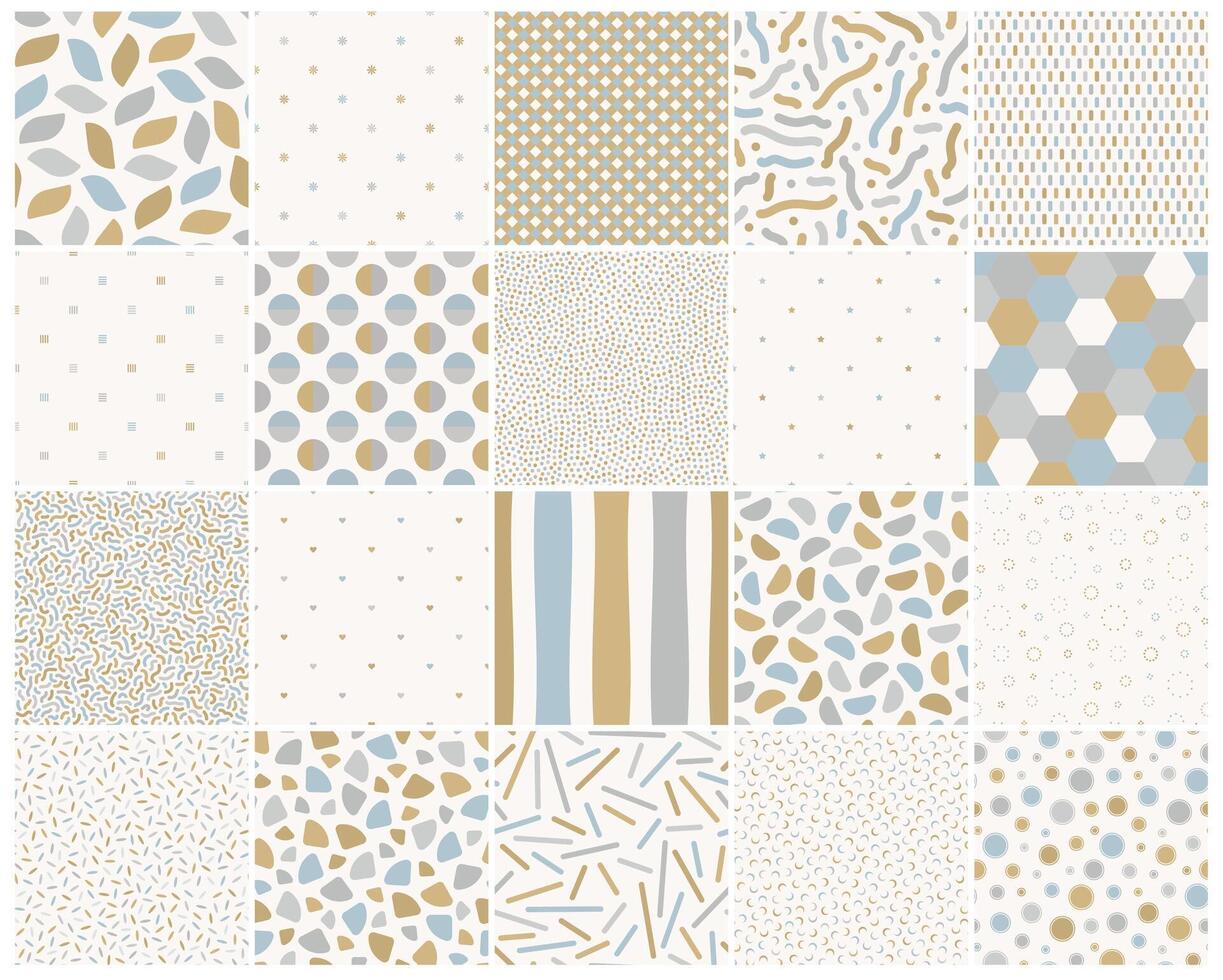 Collection of seamless color patterns. Trendy geometric backgrounds. Simple pastel unusual textile prints. Creative design vector