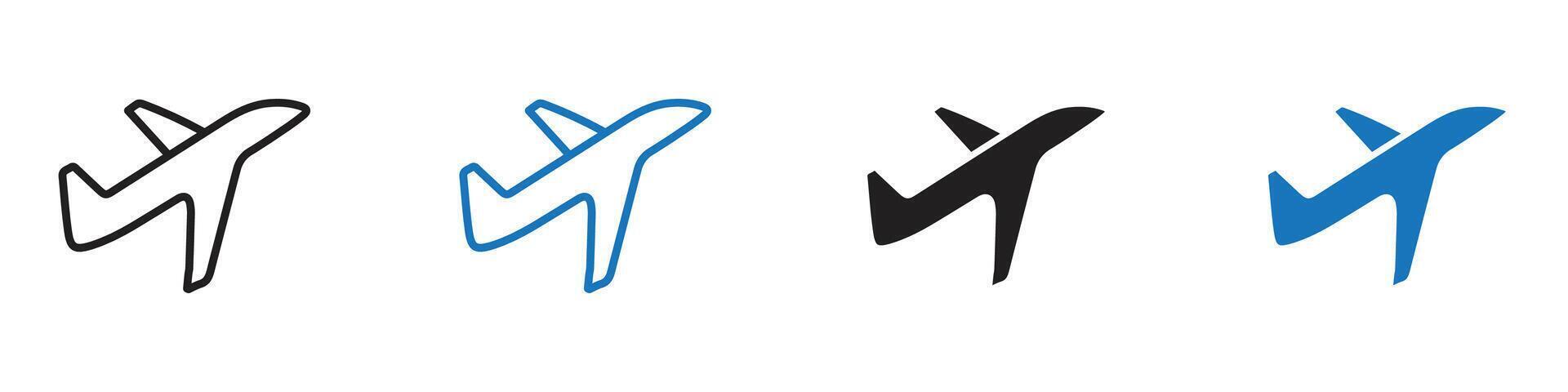 Plane icon set outline vector