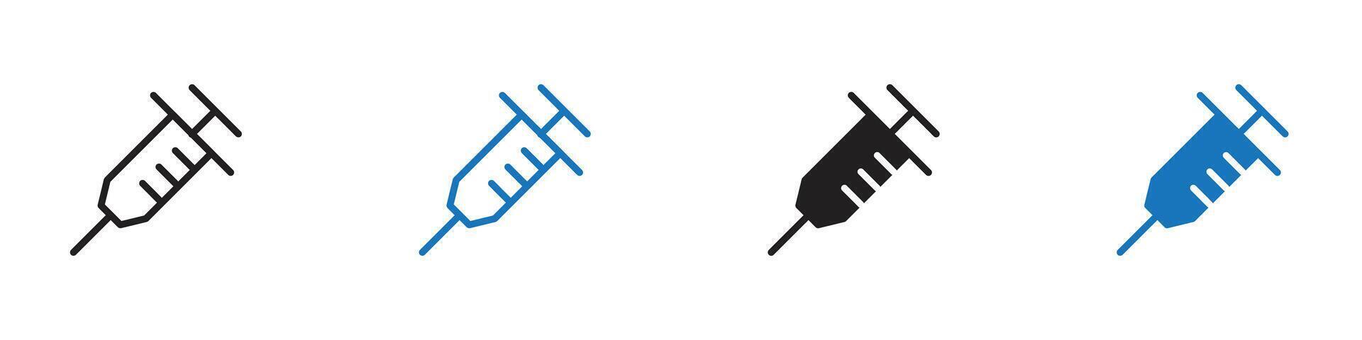 Syringe icon set outline vector