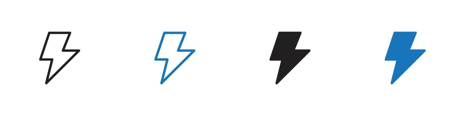 Lightening Icon set outline vector