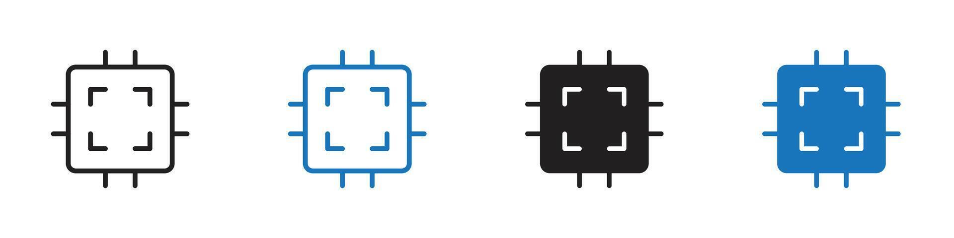 Processor icon set outline vector