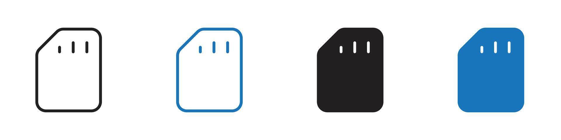 Sim icon set outline vector