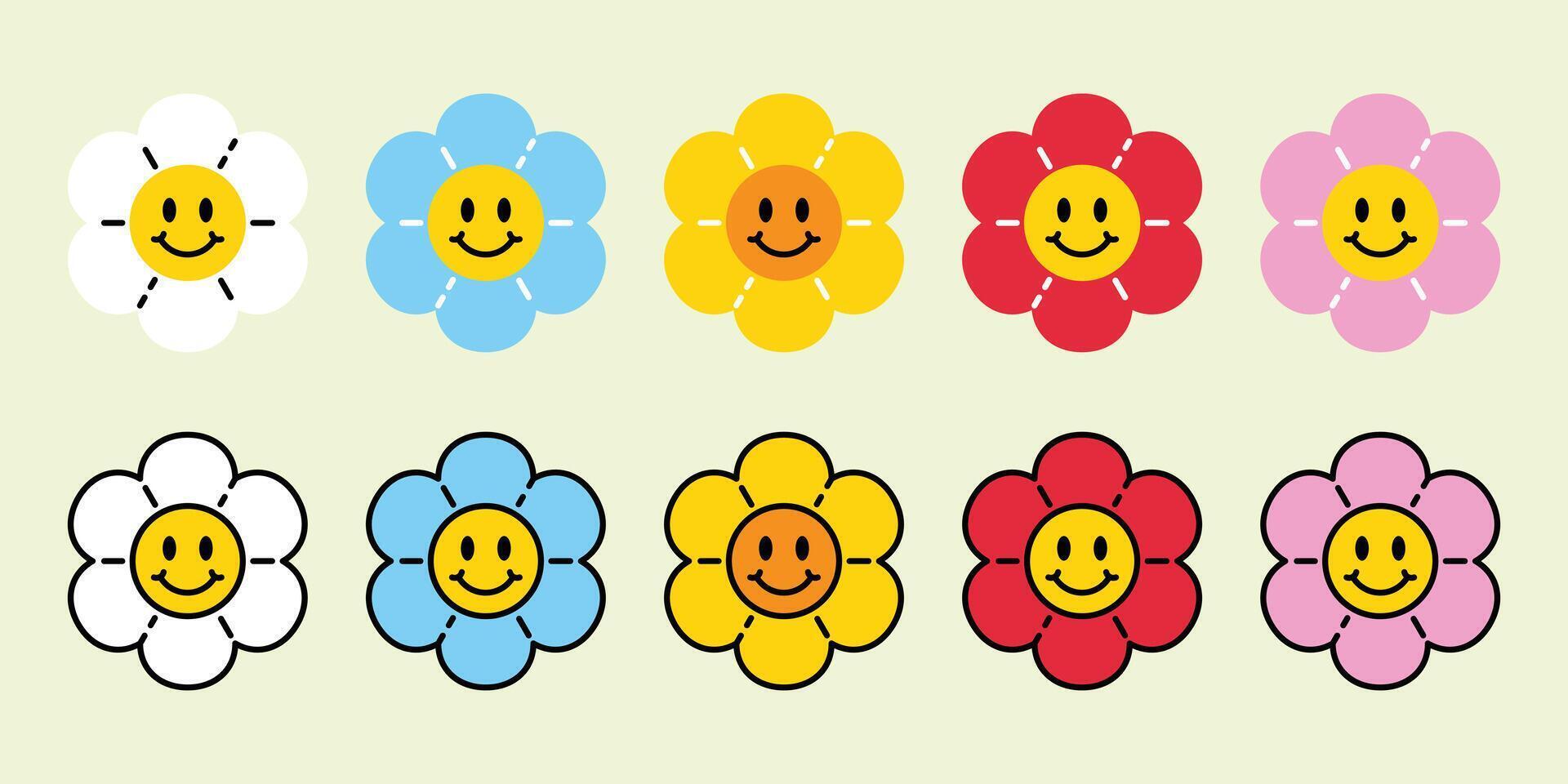 daisy flower icon logo cartoon character leaf plant leaves garden forest doodle illustration isolated vector