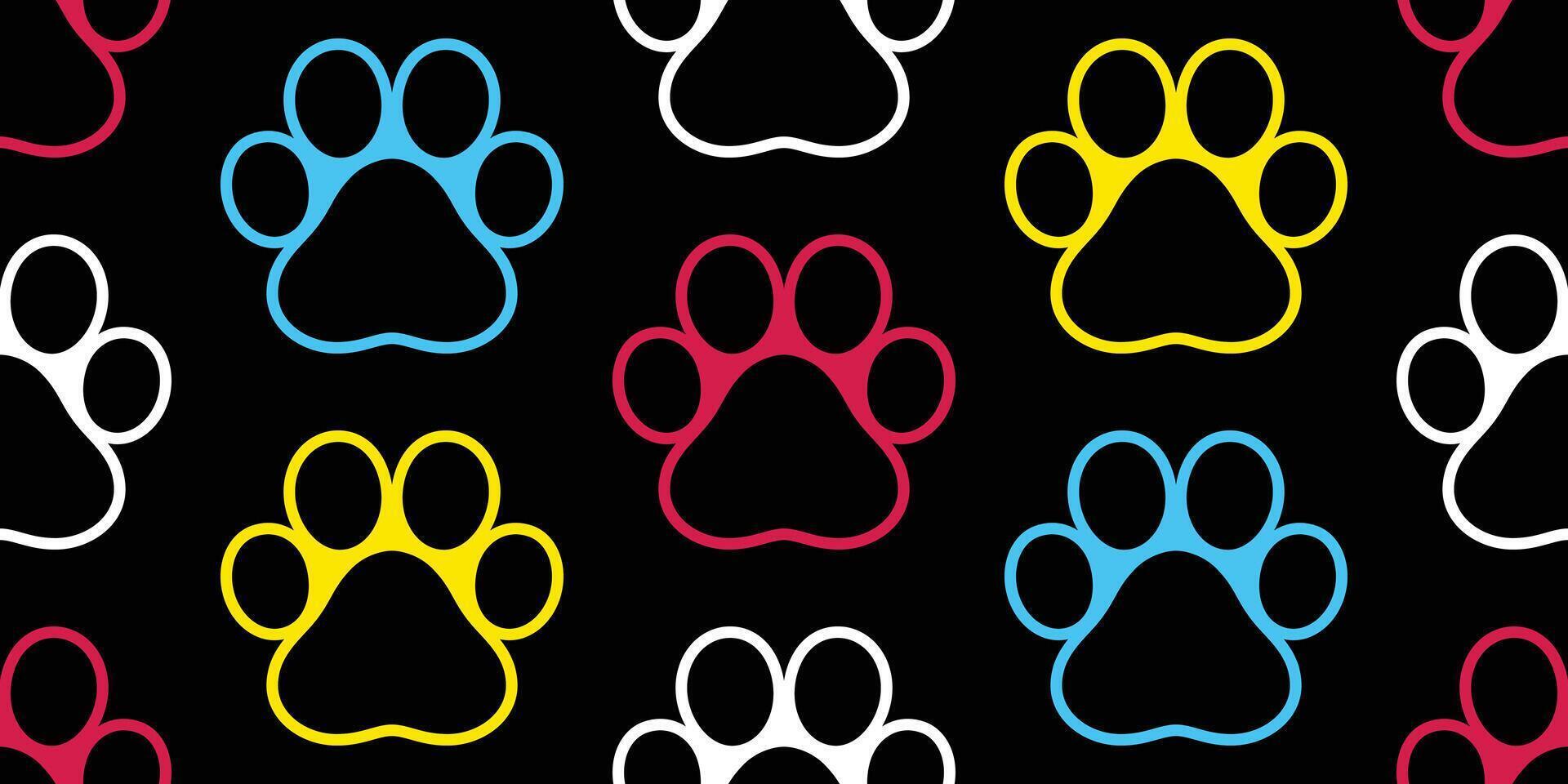 dog paw seamless pattern footprint cartoon cat tile background gift wrapping paper repeat wallpaper illustration scarf isolated design vector