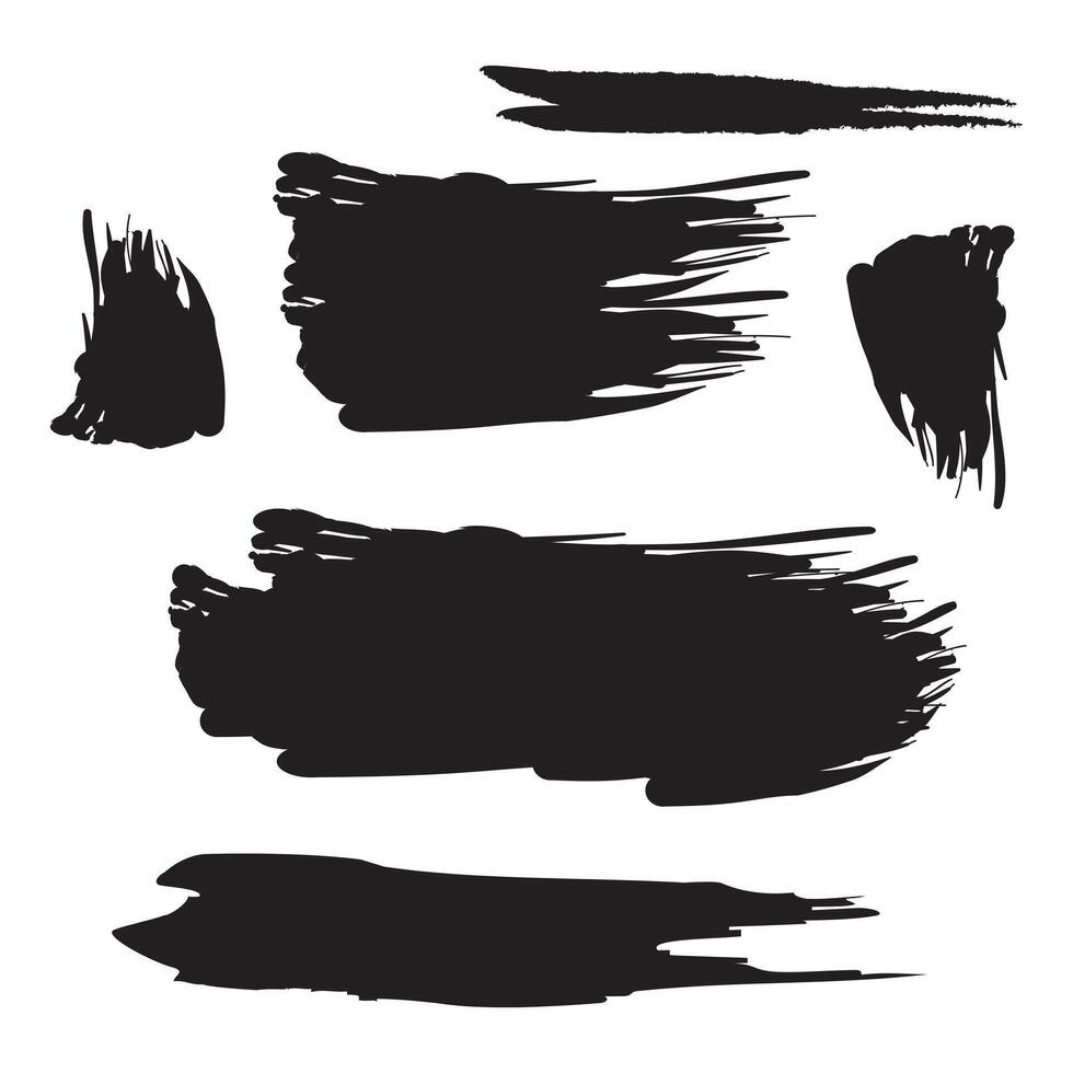 Set of black paint brush vector