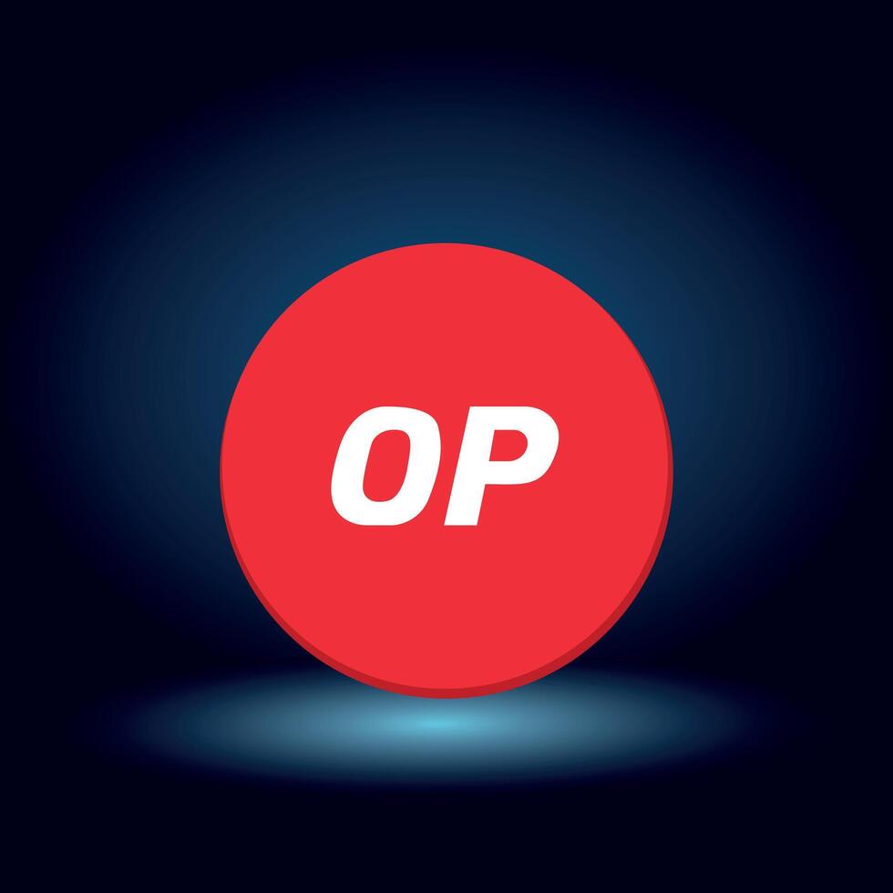 flat Optimism OP Token symbol on blue background vector