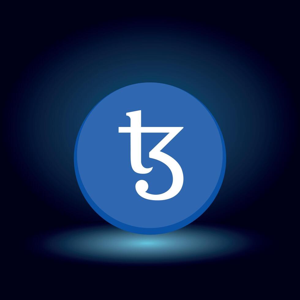 flat Tezos XTZ Token symbol on blue background vector