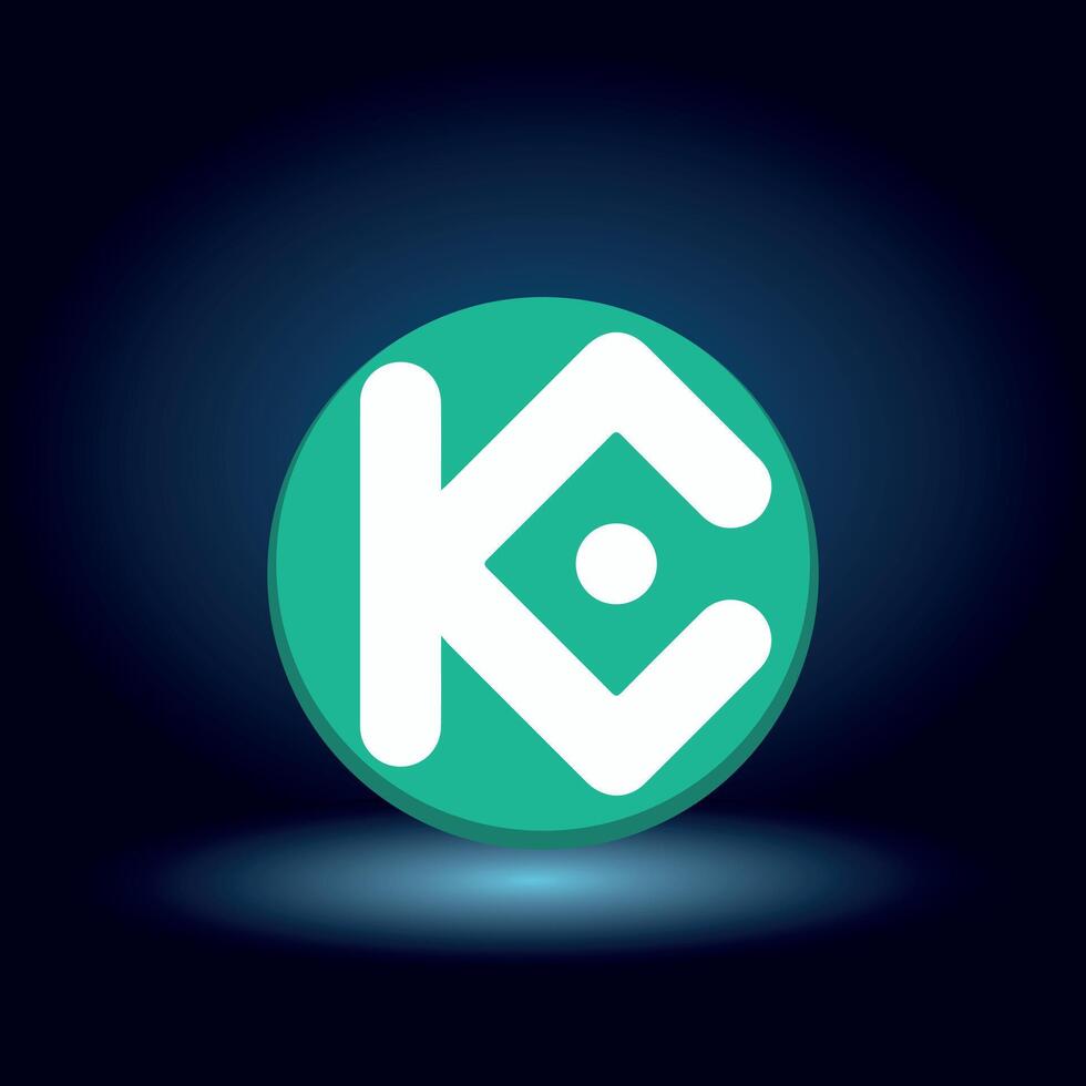 flat KuCoin Token KCS Token symbol on blue background vector