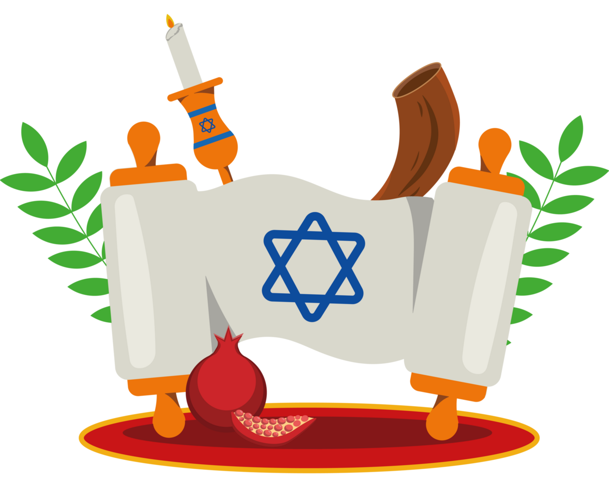 Torah, pomegranate, and olive branch png