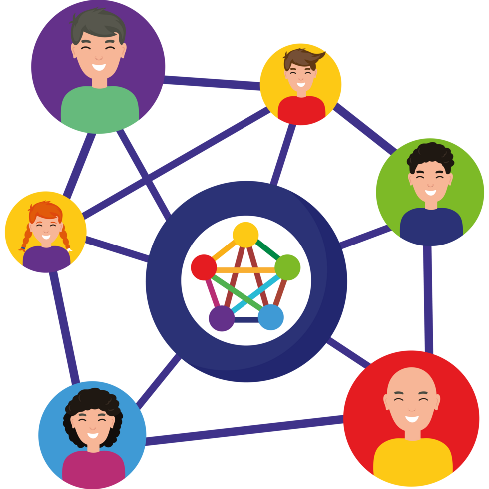 A group of people connected by a network png