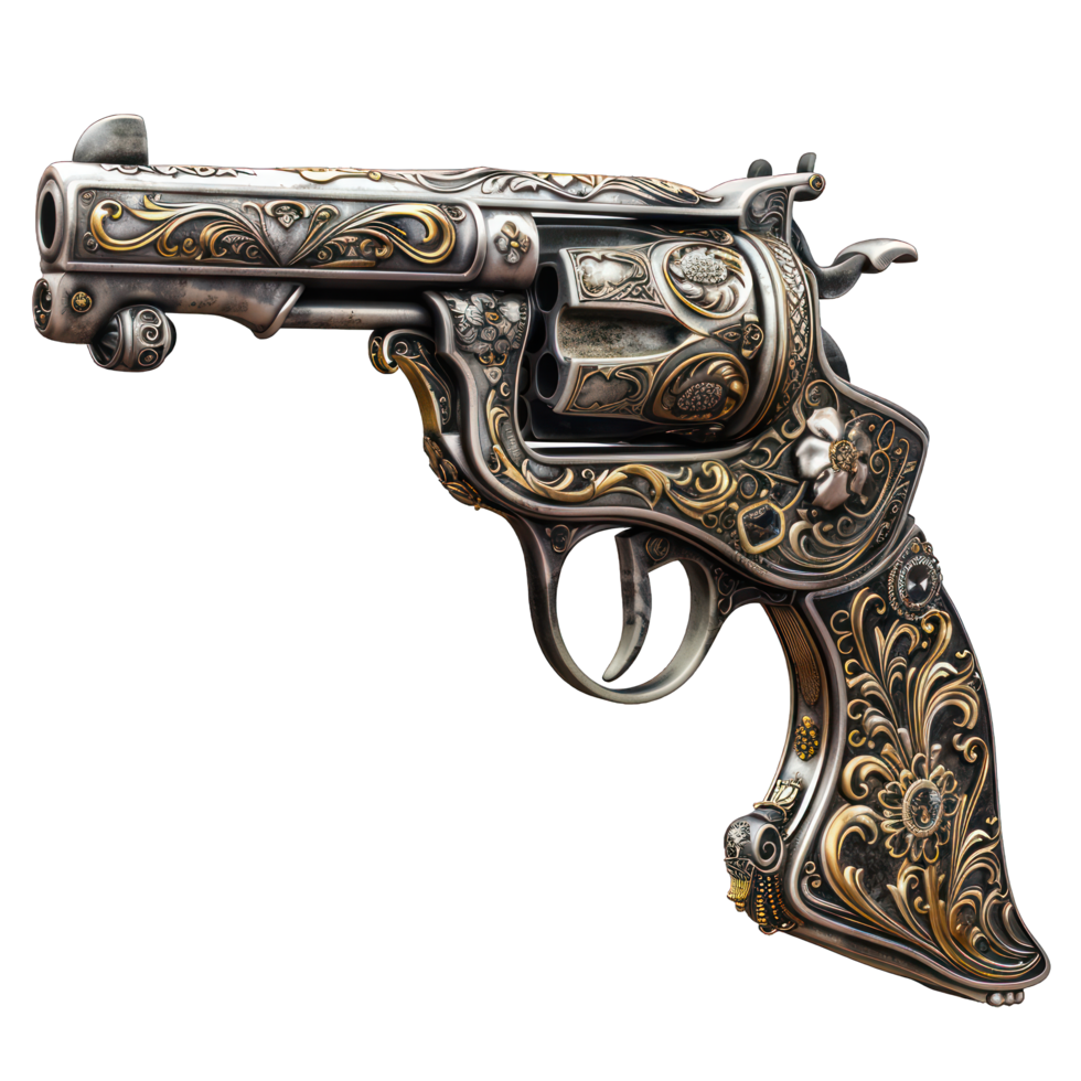 old style revolver gun transparent background png