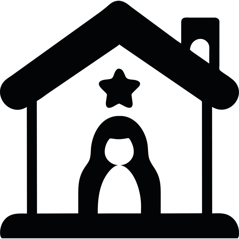 A black and white house icon with a star on it png