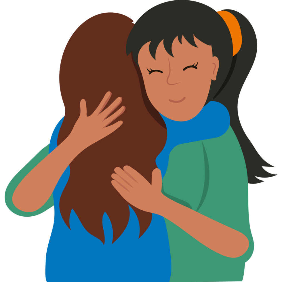 A woman hugging another woman png