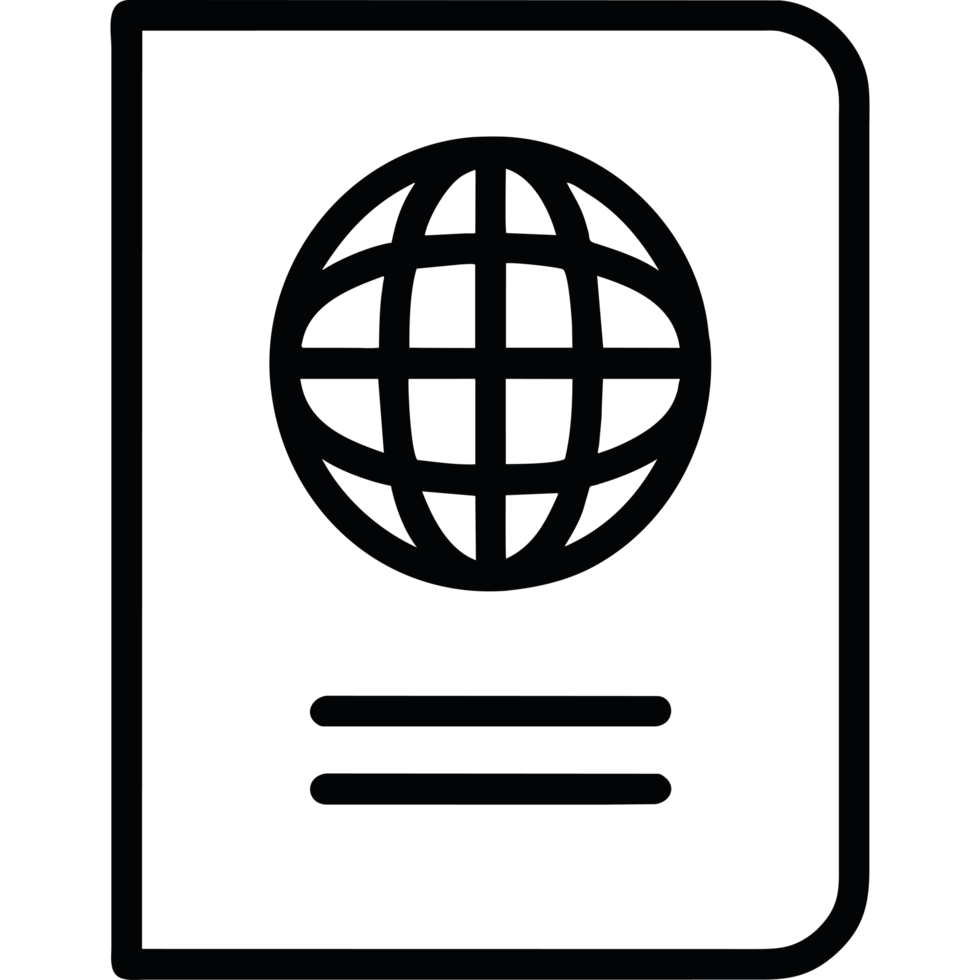 A black and white image of a passport png