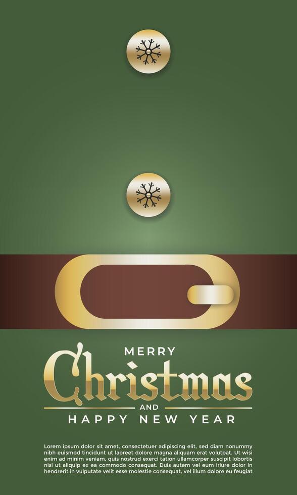 Template merry Christmas greeting card green with adorns. vector