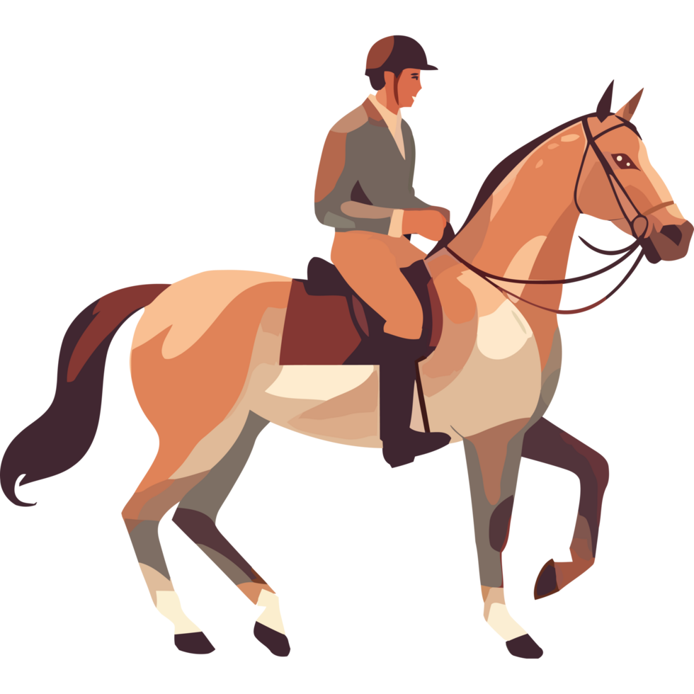 A man riding a horse in a flat style png