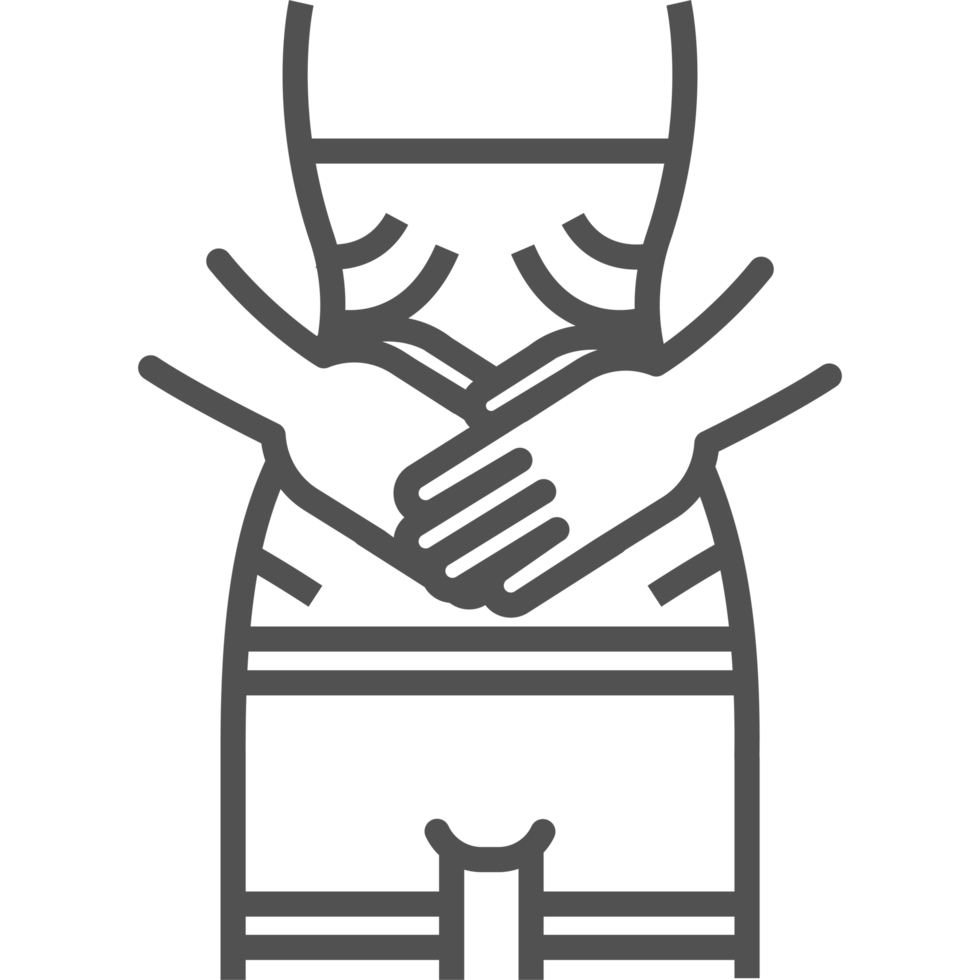 A black and white illustration of a man holding his hands png