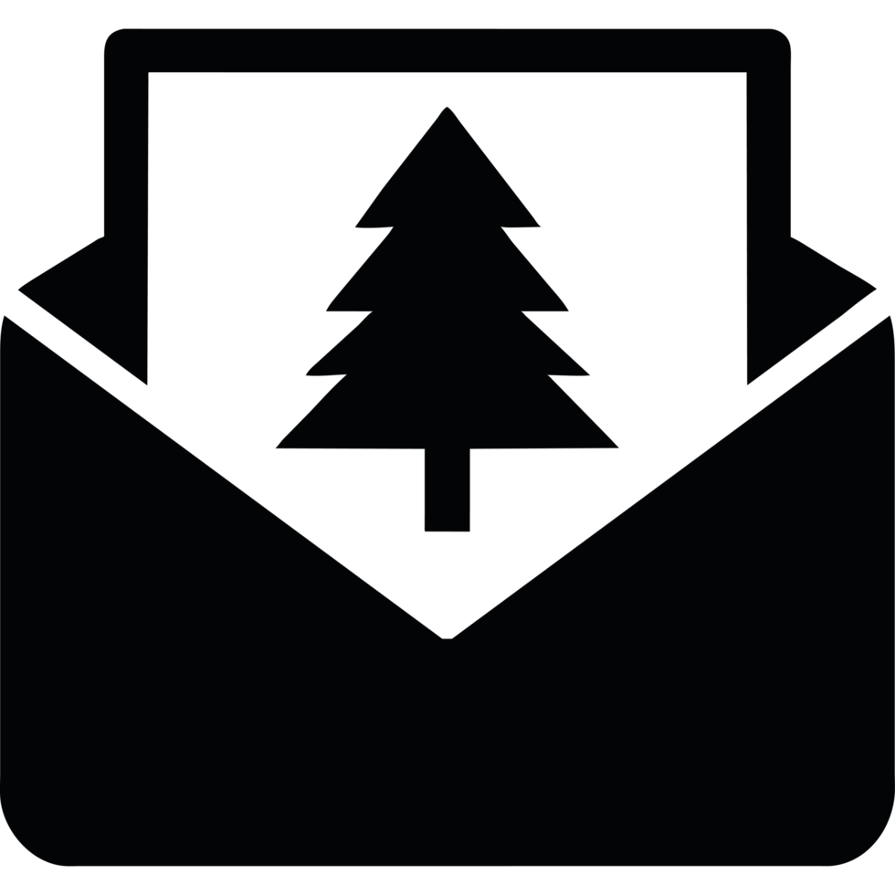 An open envelope with a tree inside png