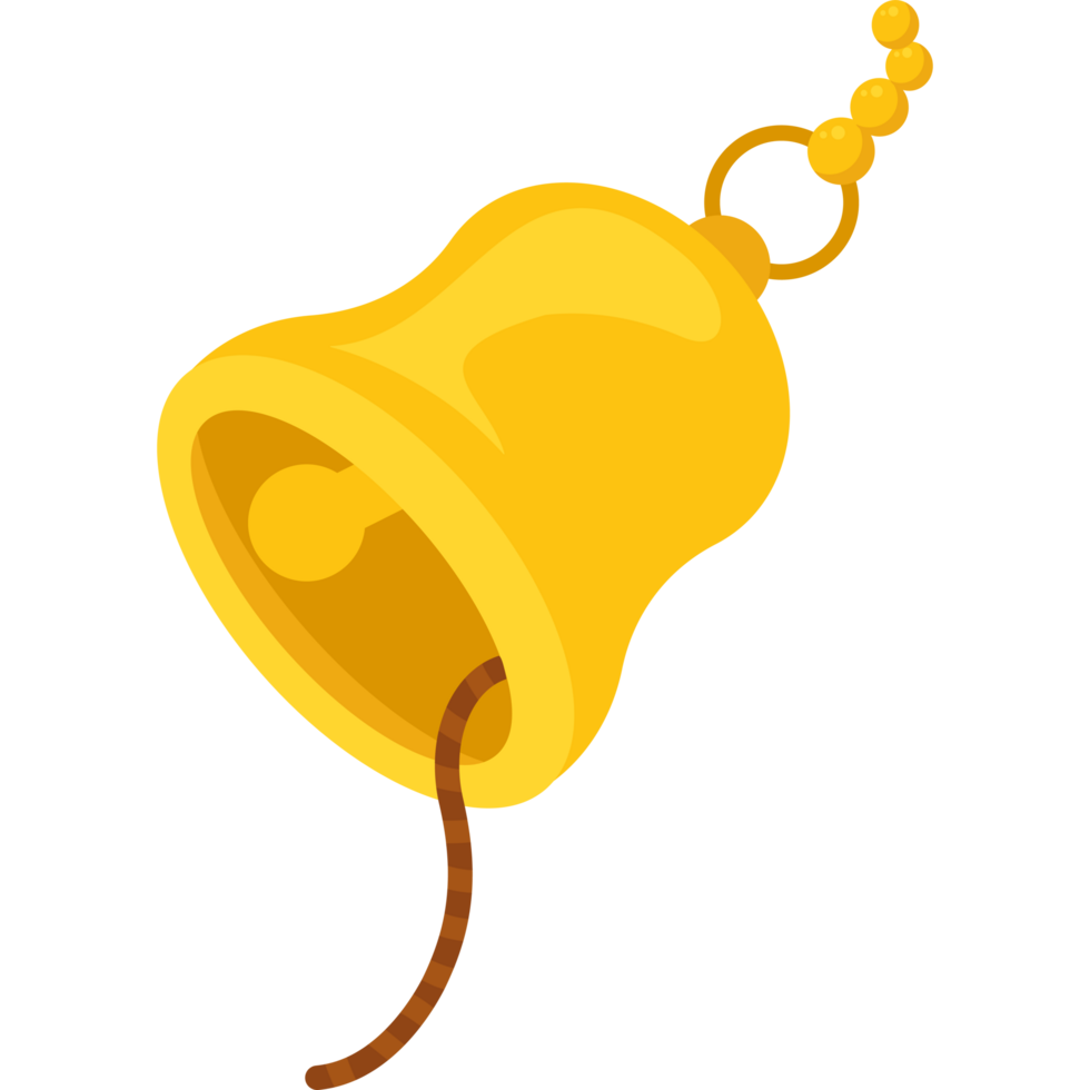 A yellow bell with a rope attached to it png
