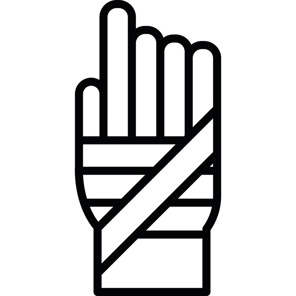 A black and white hand with a bandage on it png
