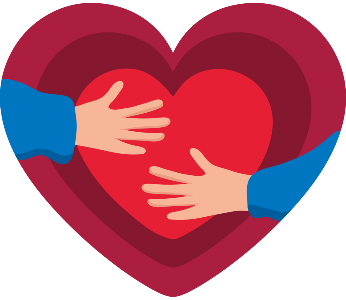 Two hands holding a heart in the shape of a heart png