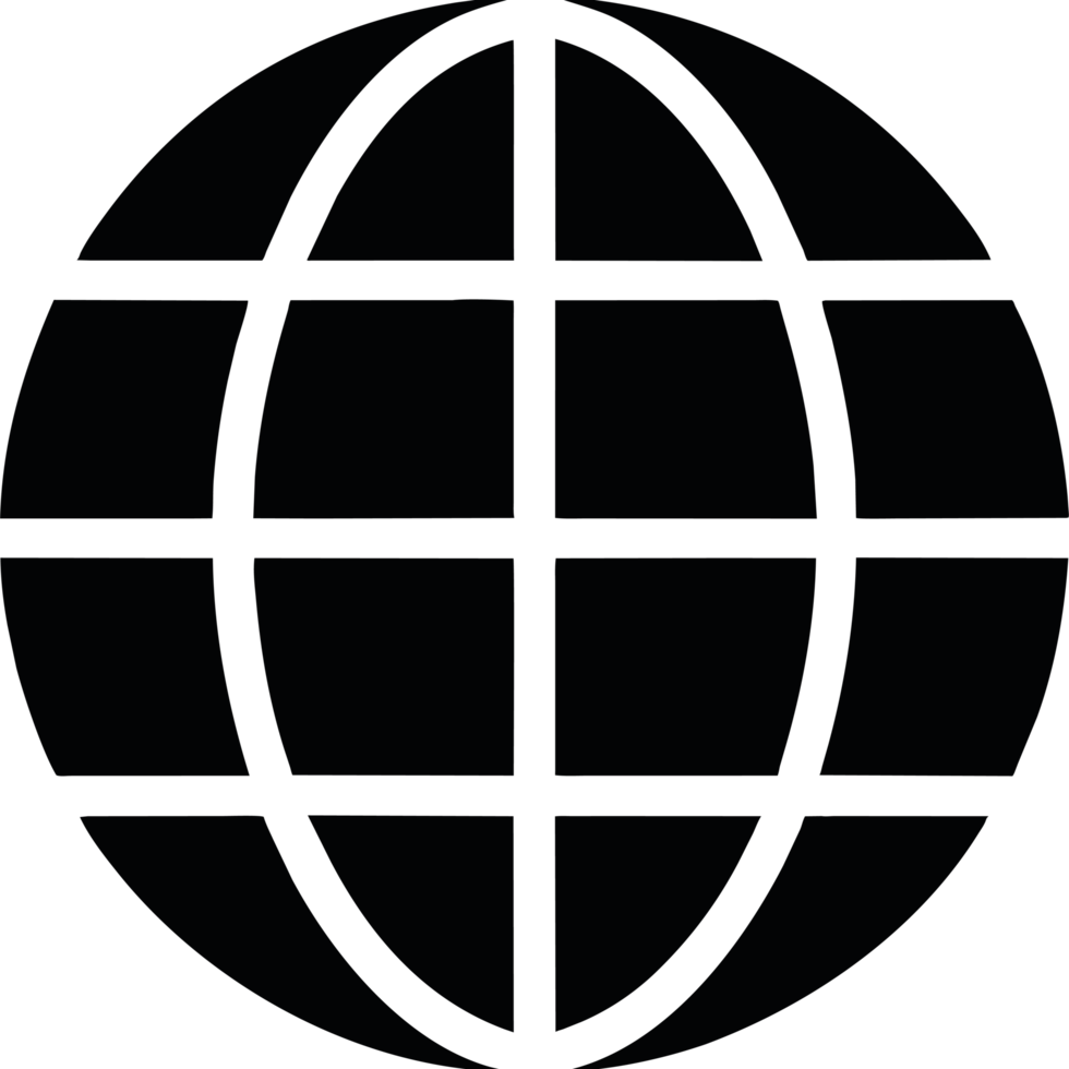 A black and white globe with a grid on it png