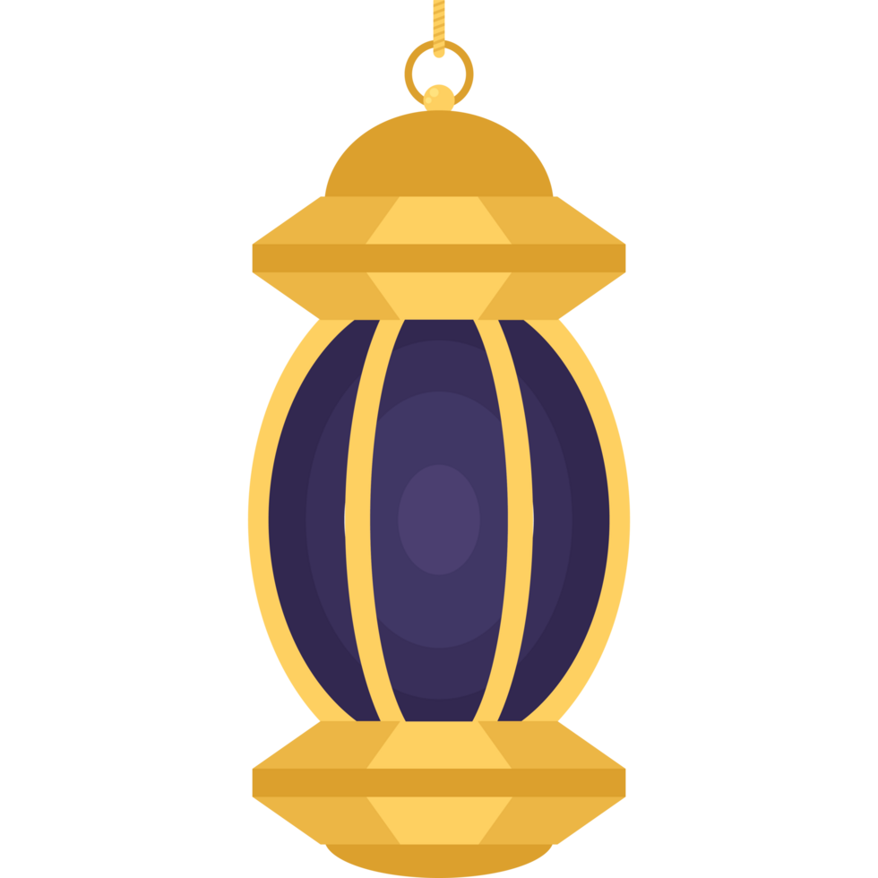 A golden lantern with purple and gold trim png