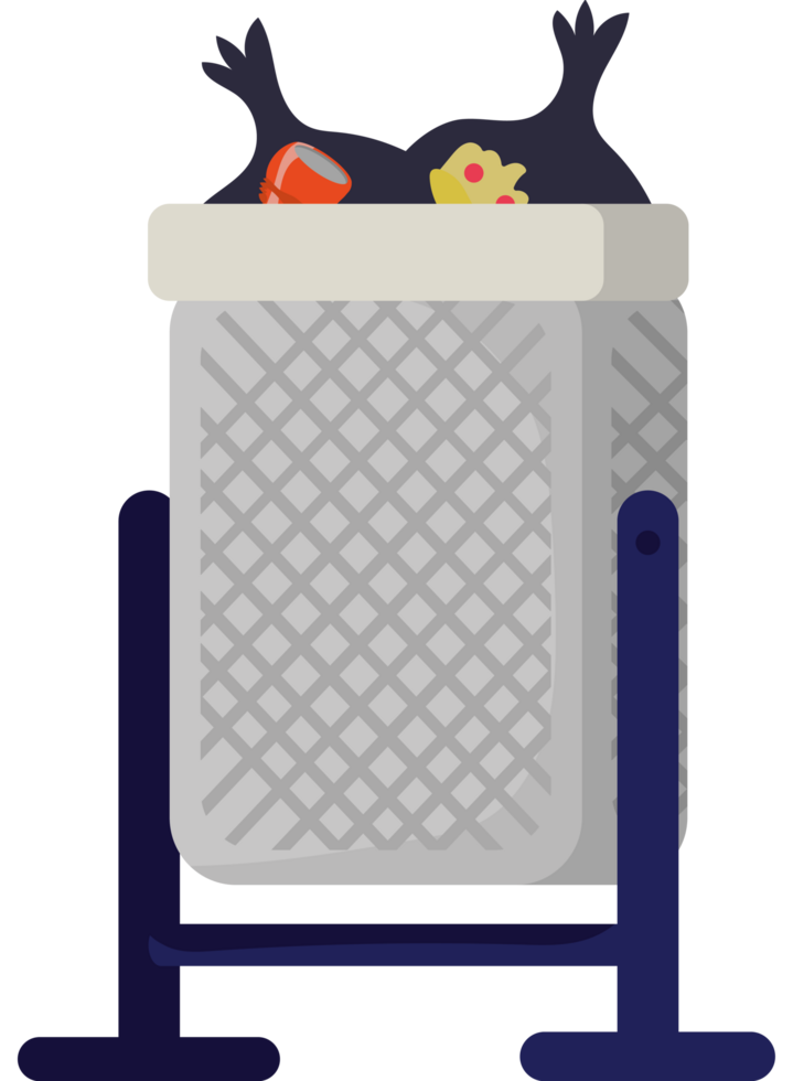 A trash can with a chicken in it png
