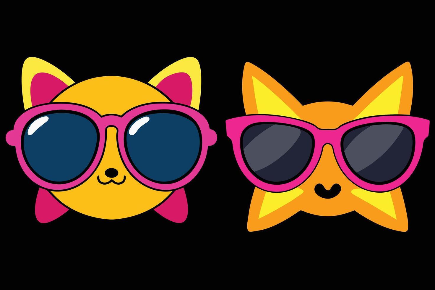Cute cartoon emoji with sunglass art illustration vector
