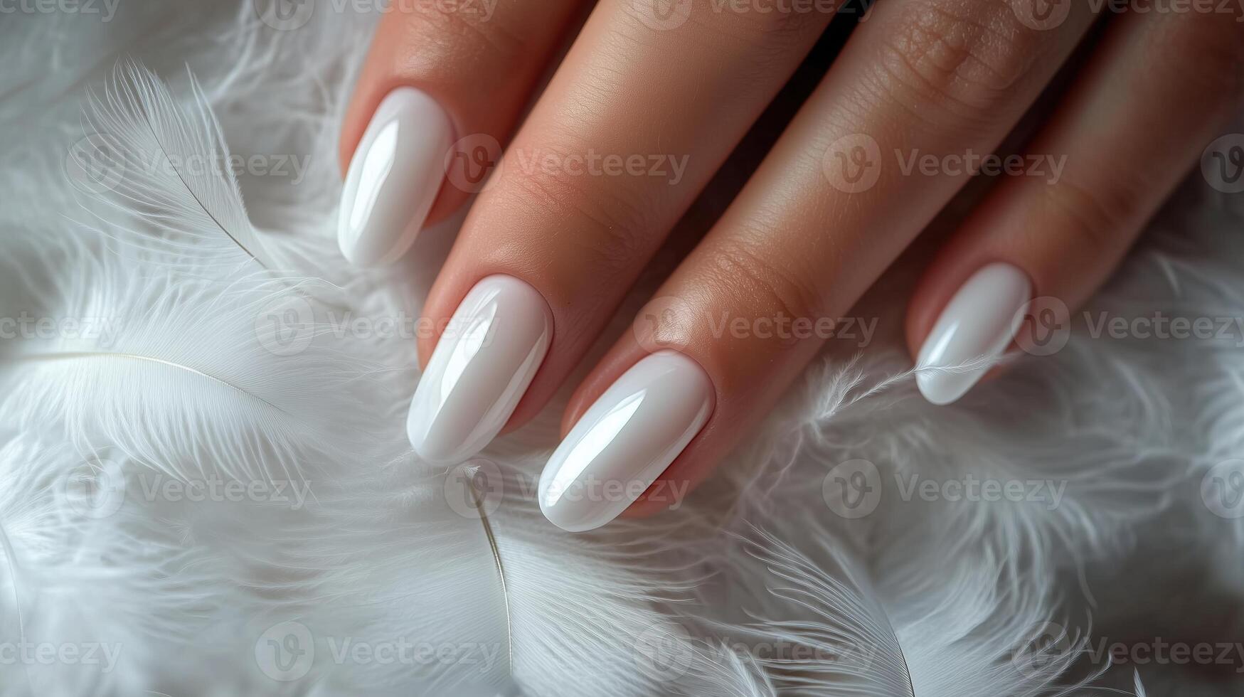 Glamour woman hand with luxury white color nail photo