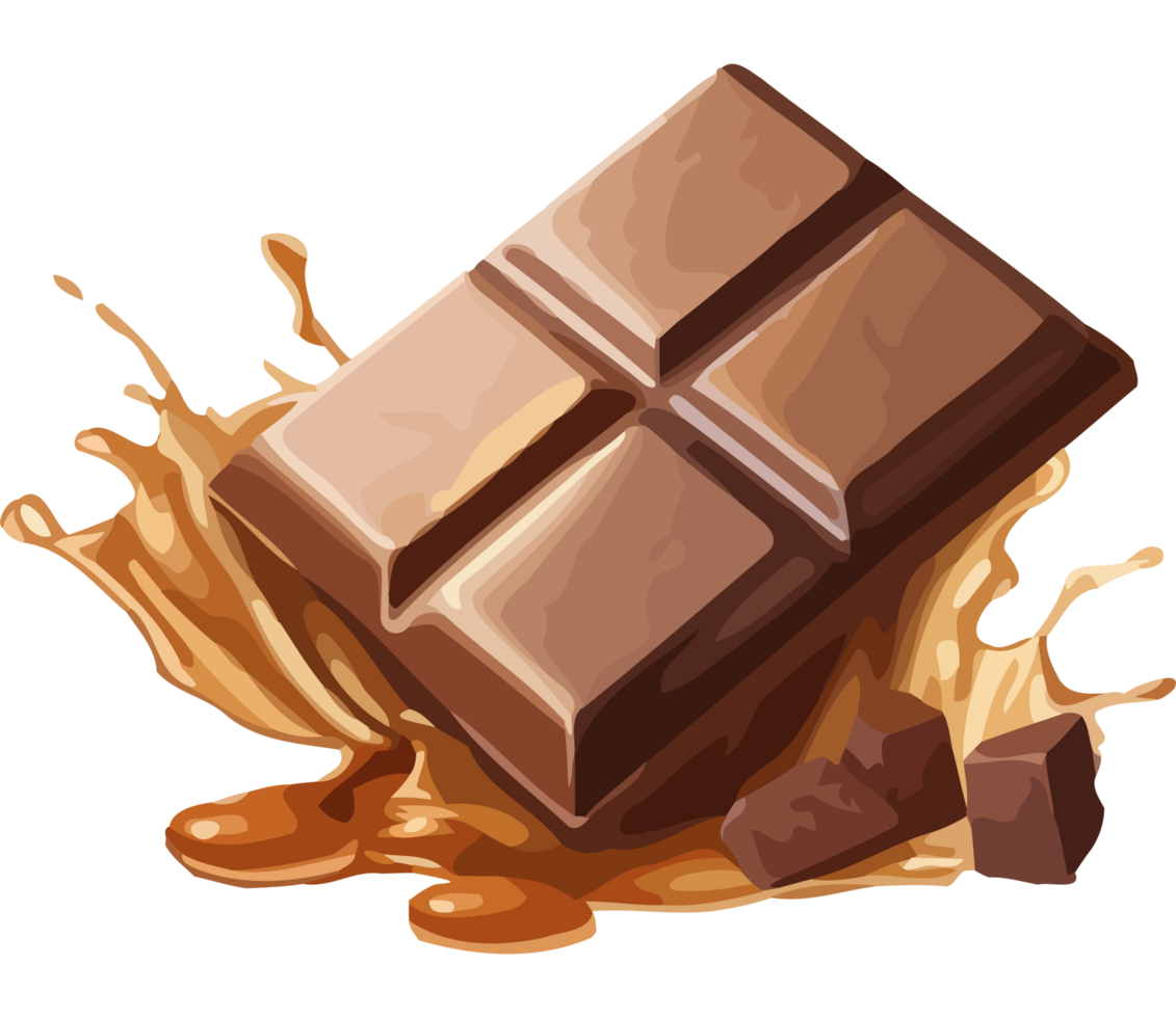 Chocolate bar with splashes and chocolate png