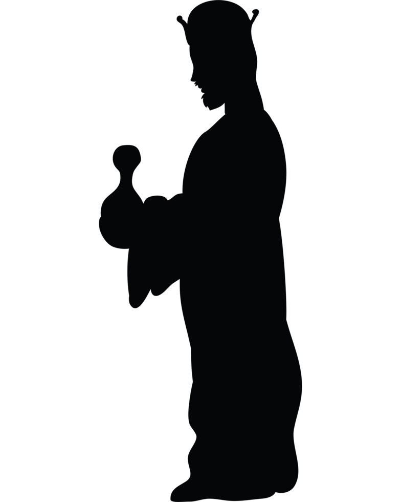 A silhouette of a woman holding a cup png