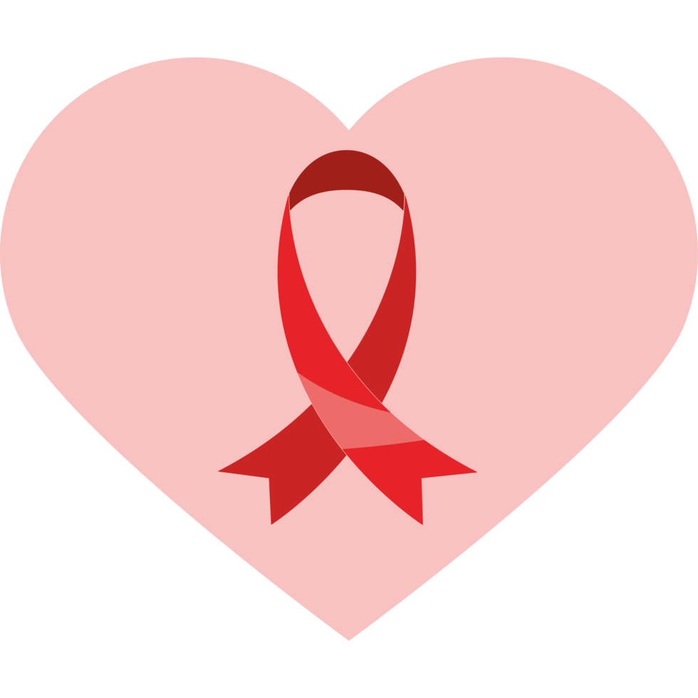 Red ribbon in heart shape png
