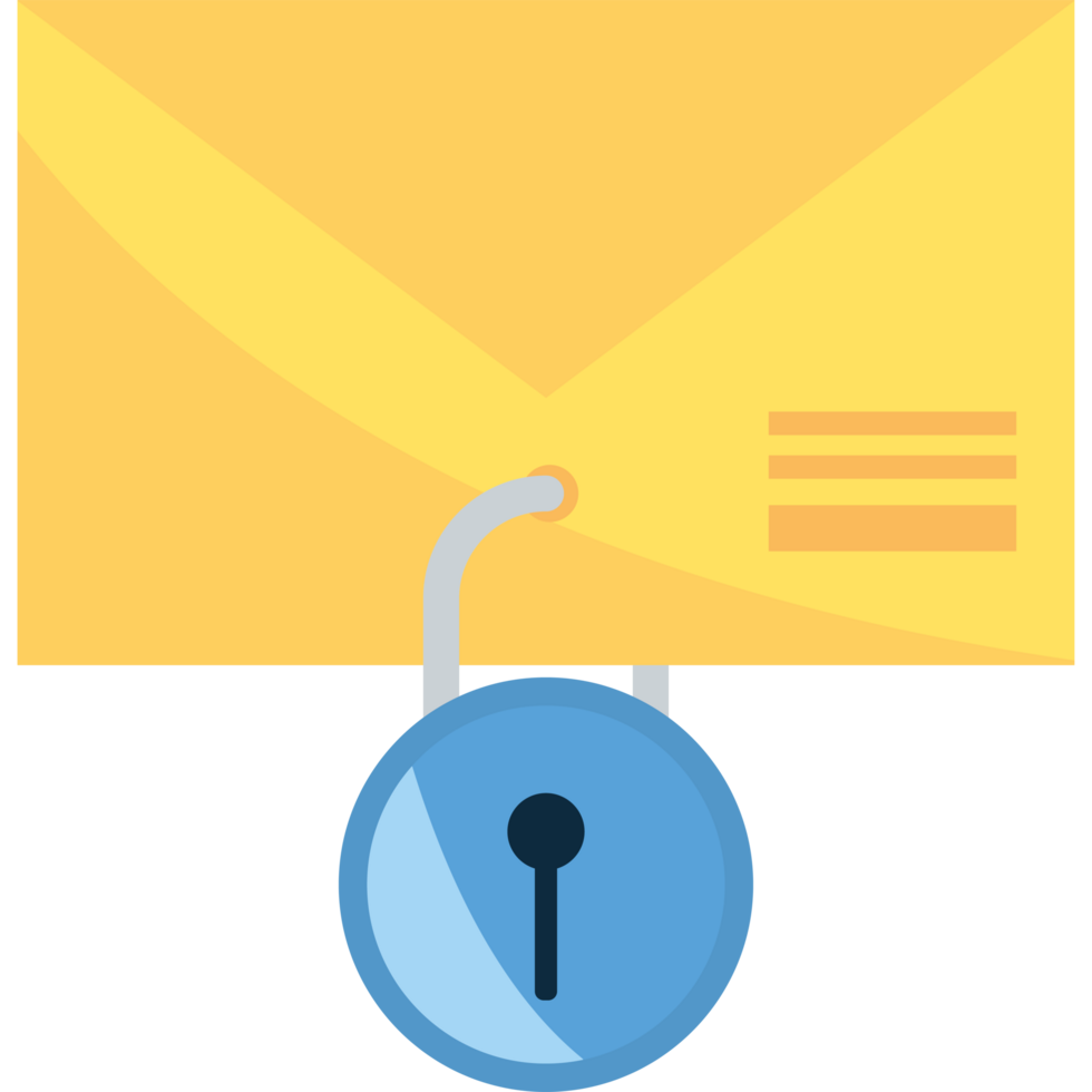 An envelope with a padlock and a lock png