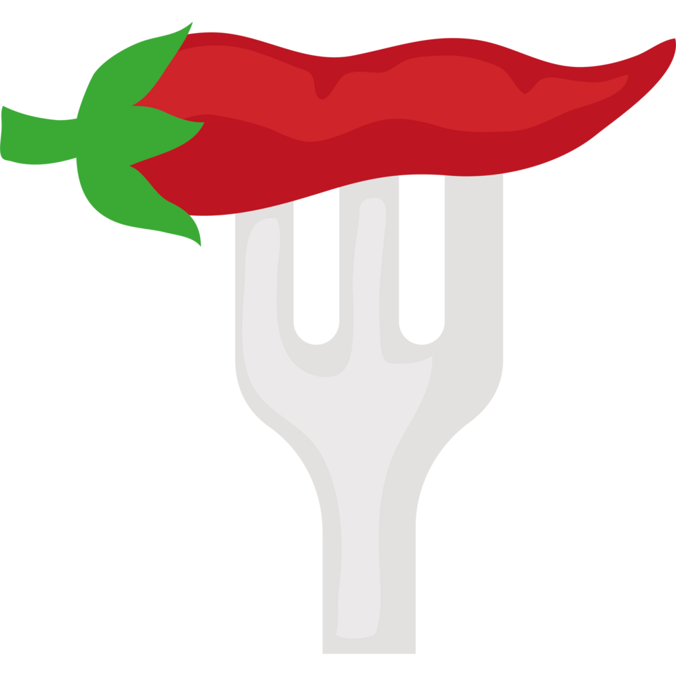 A fork with a red pepper on it png