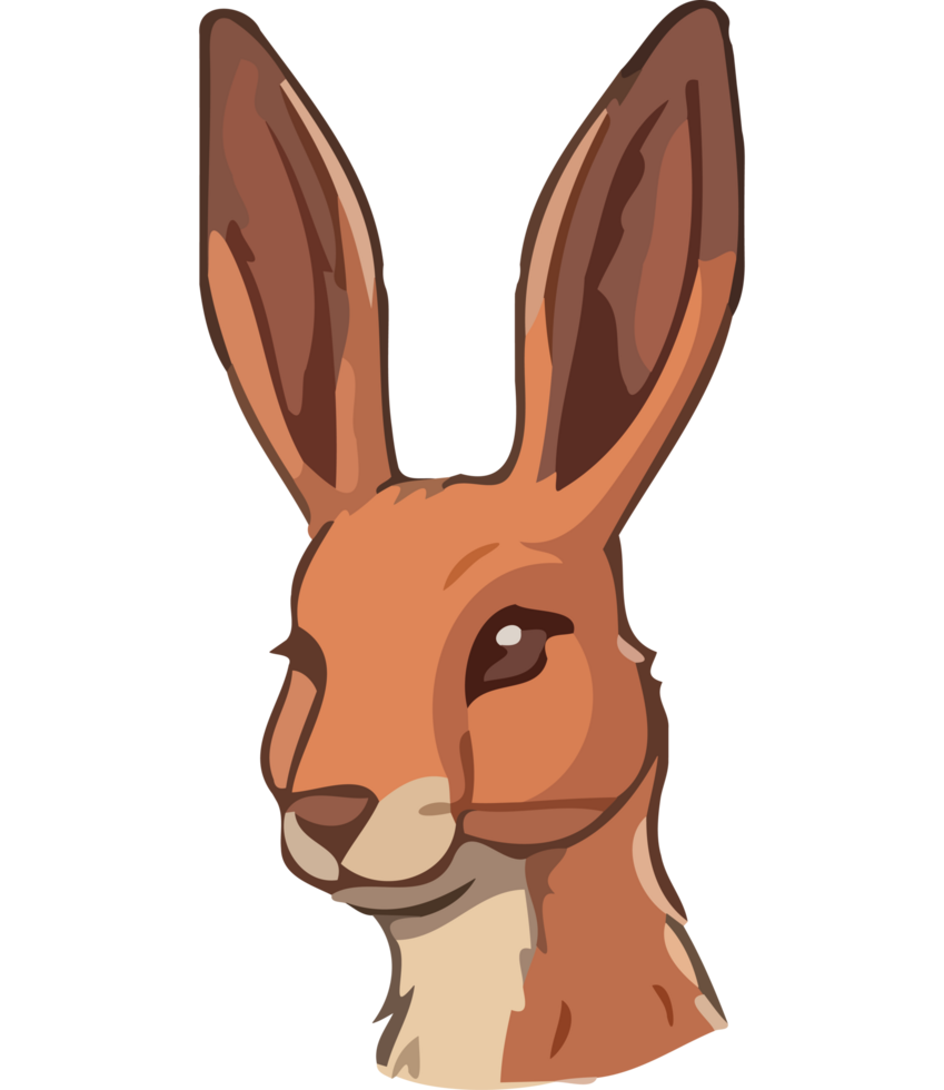 A cartoon rabbit head with big ears png