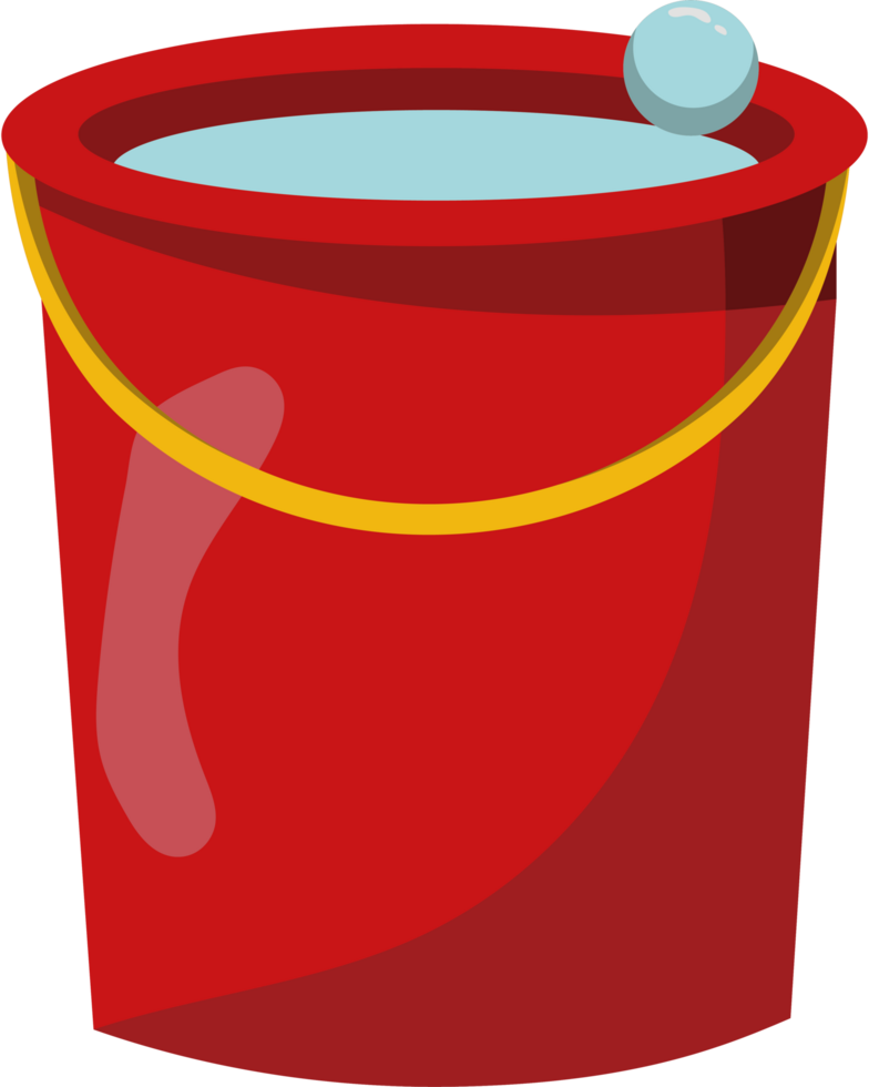 A red bucket with a ball in it png