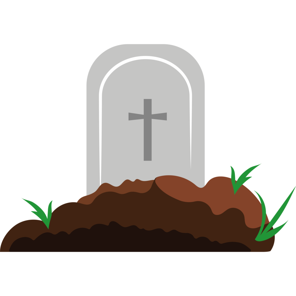 A grave with a cross on it and grass png