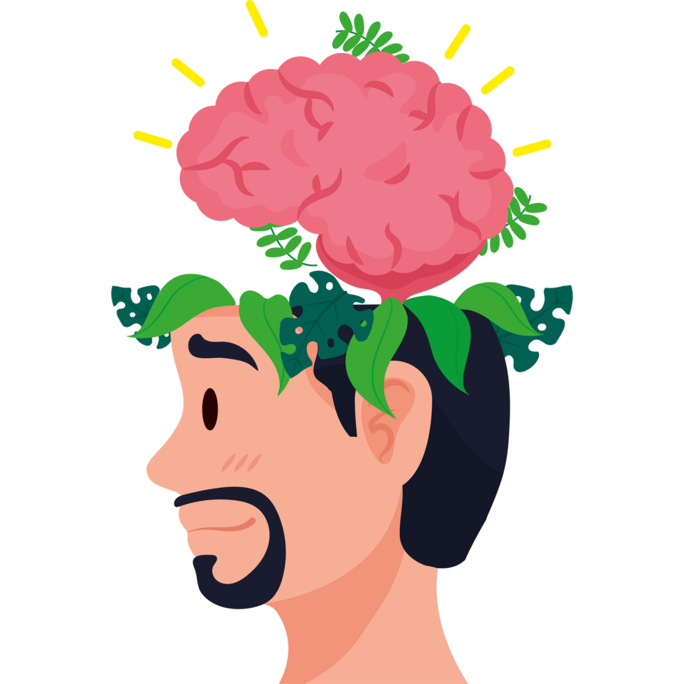 A man with a brain on his head png