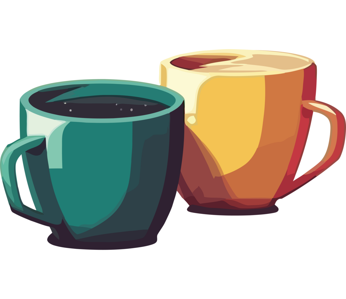 Two coffee cups with different colors png