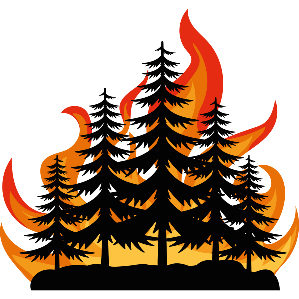 A fire with trees in the background png