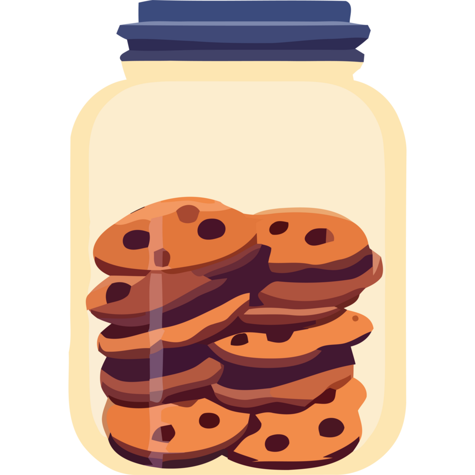 A jar full of cookies with a blue lid png