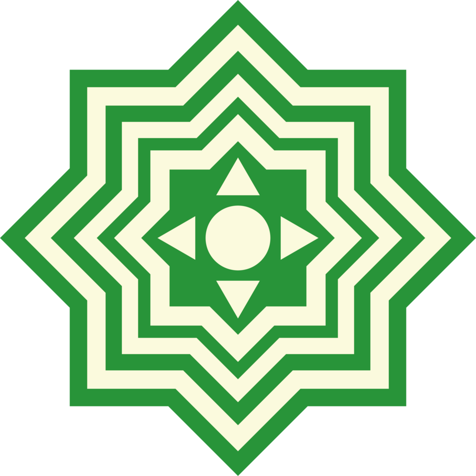 A green and white star with a star in the center png
